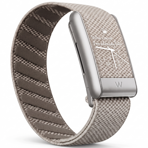Bracelet WHOOPII Time Lin en nylon greige, vue trois-quarts