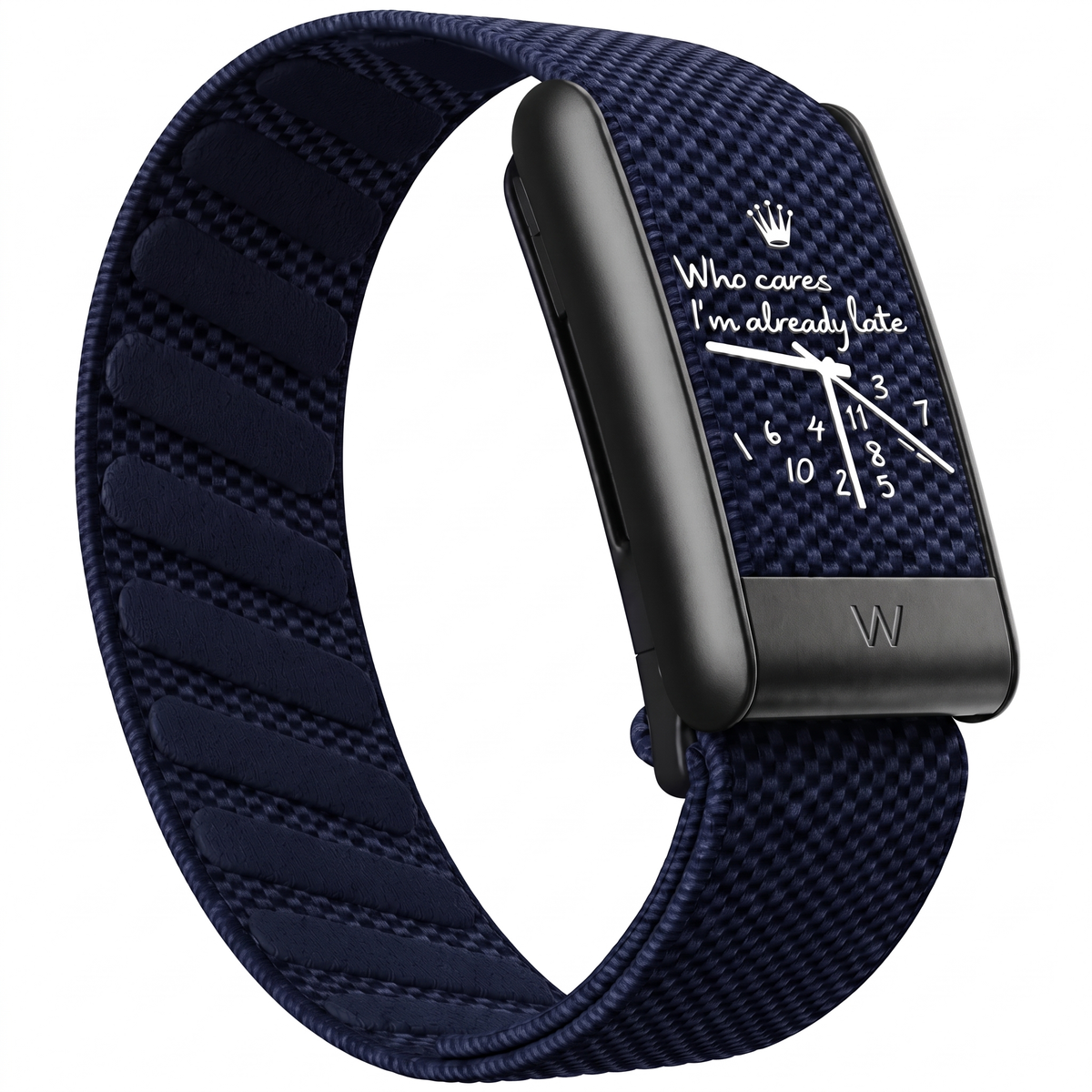 Bracelet WHOOPII Time Bleu clip noir, vue trois-quarts