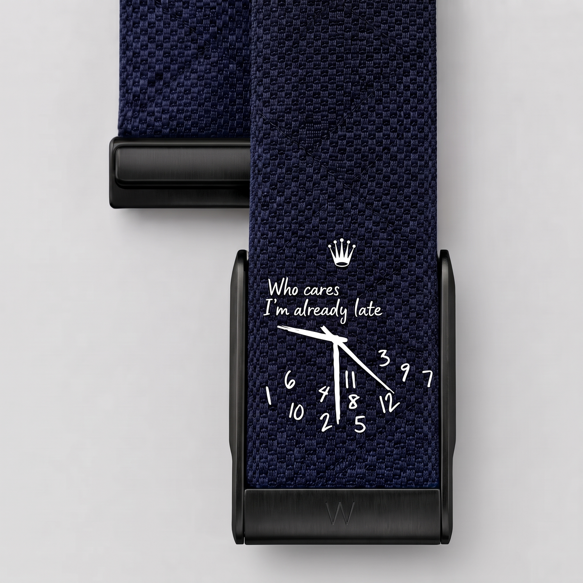 Bracelet WHOOPII Time Bleu clip noir, détail du cadran